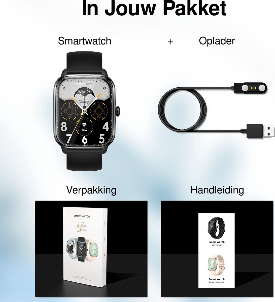 MineralBlack Quint Smartwatch Unisex 1.9" Full HD Touchscreen