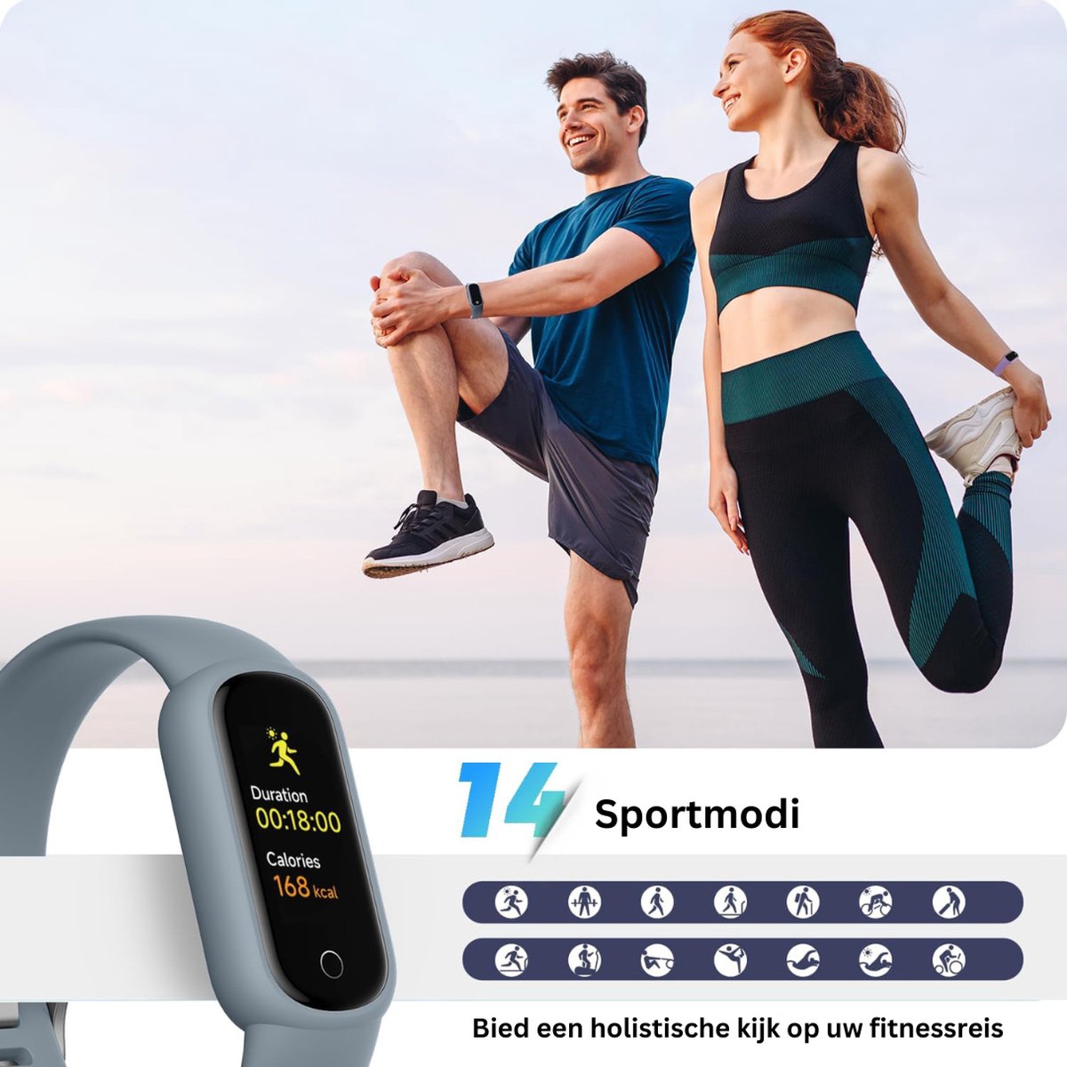 MKSS® Sporthorloge Smartwatch Grijsblauw