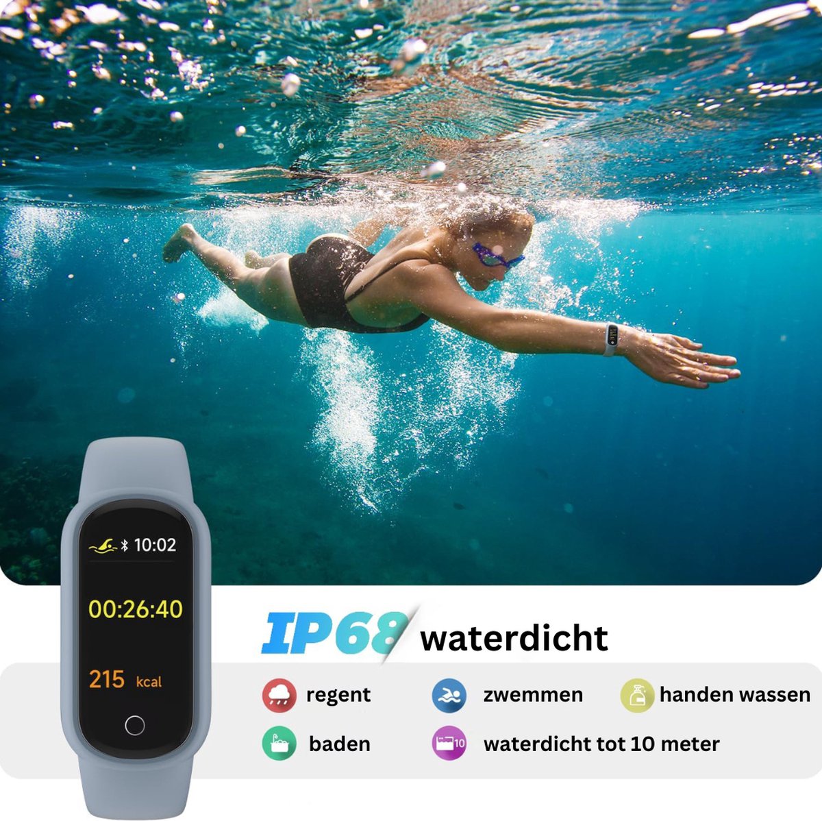 MKSS® Sporthorloge Smartwatch Grijsblauw