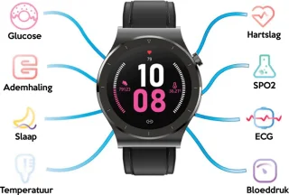 mymonX Smartwatch 43mm Zwart