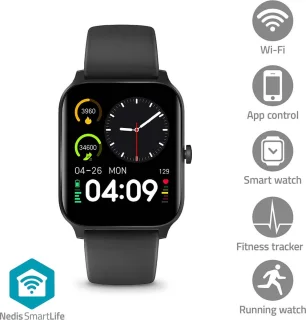 Nedis Smartwatch 40mm Zwart Bluetooth Waterdicht