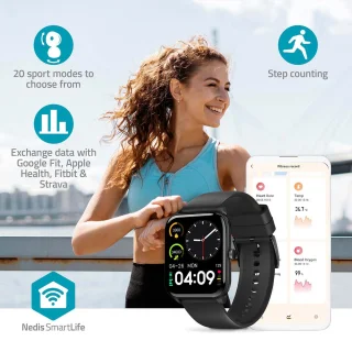 Nedis Smartwatch 40mm Zwart Bluetooth Waterdicht