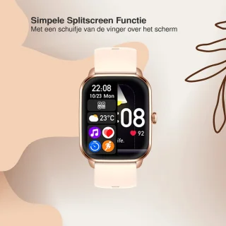 New Quint Smartwatch Rosé Goud 1.9" Touchscreen Dames