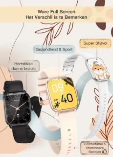 New Quint Smartwatch Rosé Goud 1.9" Touchscreen Dames