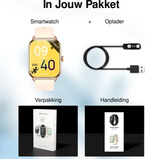 New Quint Smartwatch Rosé Goud 1.9" Touchscreen Dames