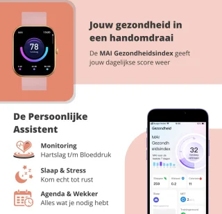 Nexvex Deluxe Smartwatch Dames Rosé 2.0 Inch