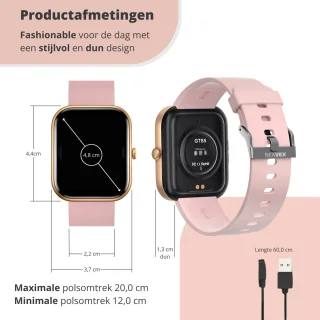 Nexvex Deluxe Smartwatch Dames Rosé 2.0 Inch