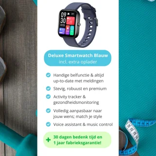 Nexvex Deluxe Smartwatch Heren Blauw 2.0 Inch