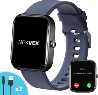 Nexvex Deluxe Smartwatch Heren Blauw 2.0 Inch