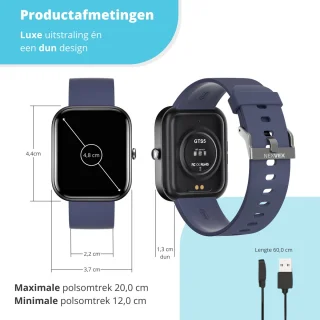 Nexvex Deluxe Smartwatch Heren Blauw 2.0 Inch
