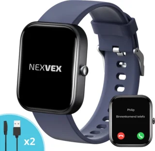 Nexvex Deluxe Smartwatch Heren Blauw 2.0 Inch