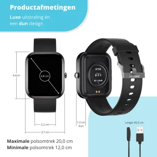 Nexvex Deluxe Smartwatch Zwart 2.0 Inch