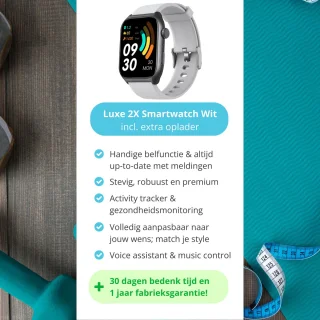 Nexvex Luxe 2X Smartwatch Wit 2.0"
