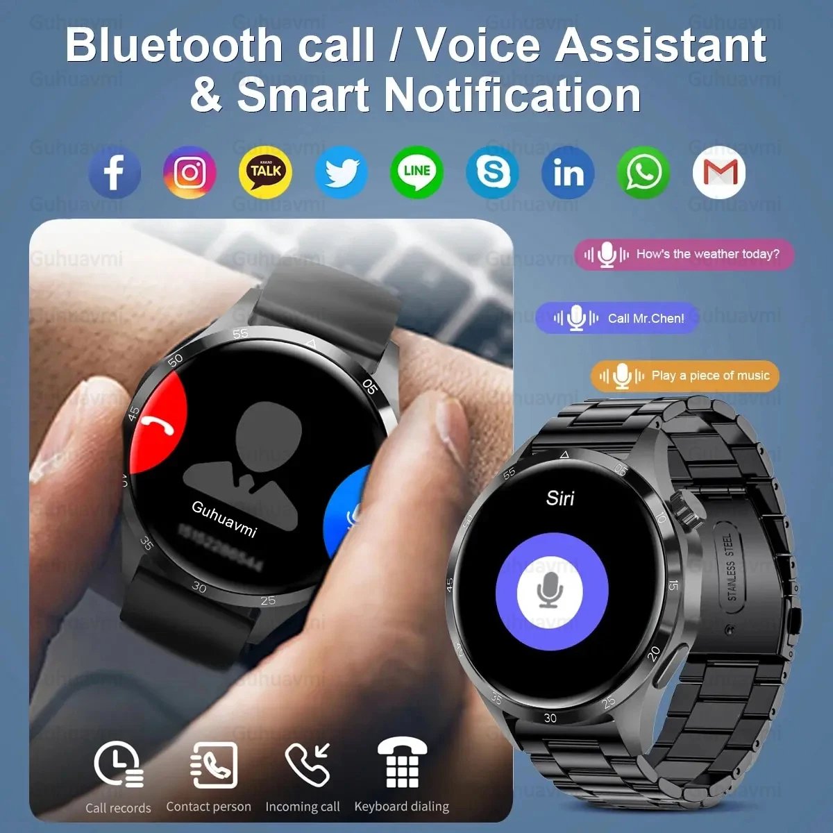 NFC Smartwatch 2024 met GPS en AMOLED scherm
