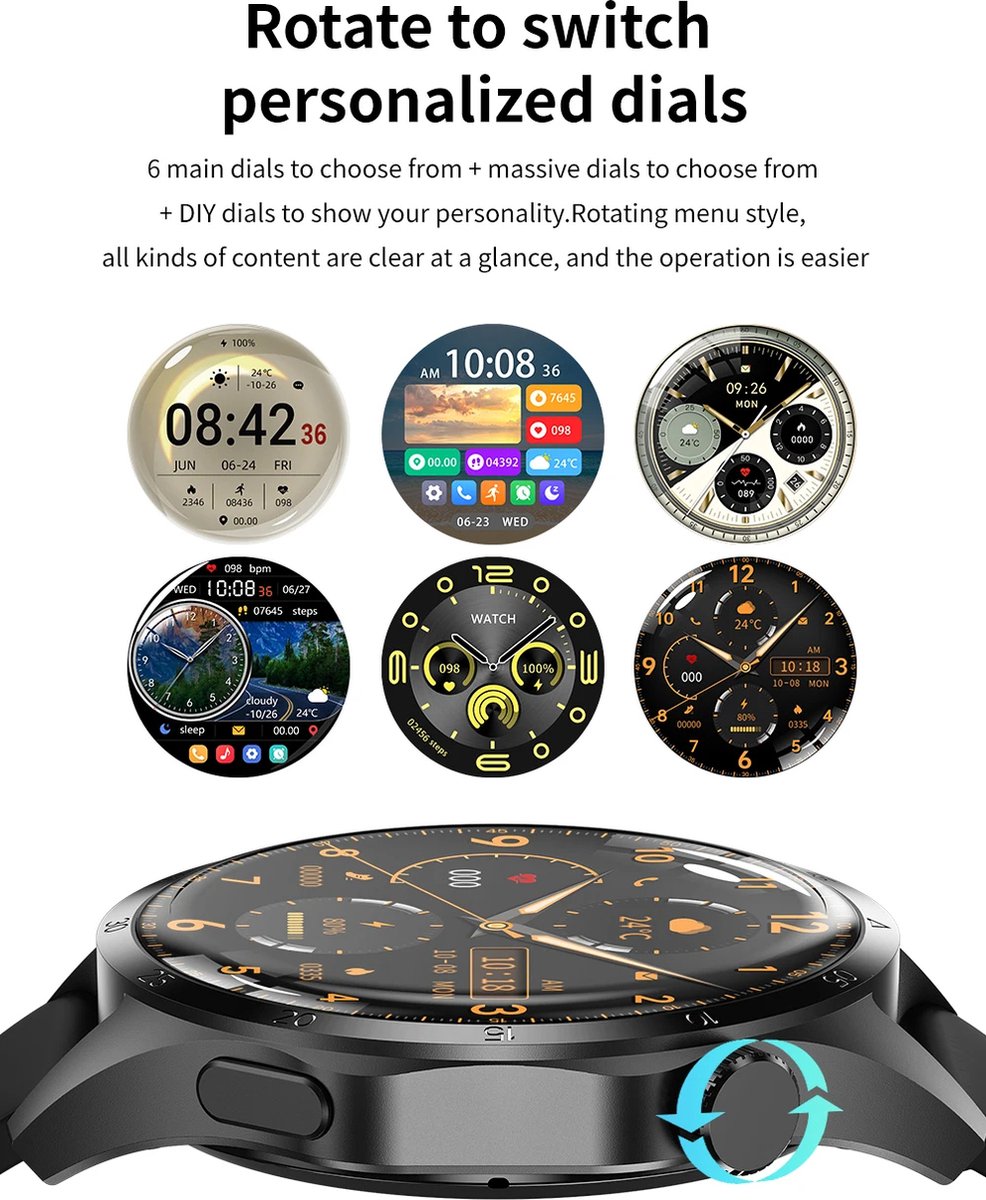 NFC Smartwatch 2024 met GPS en AMOLED scherm