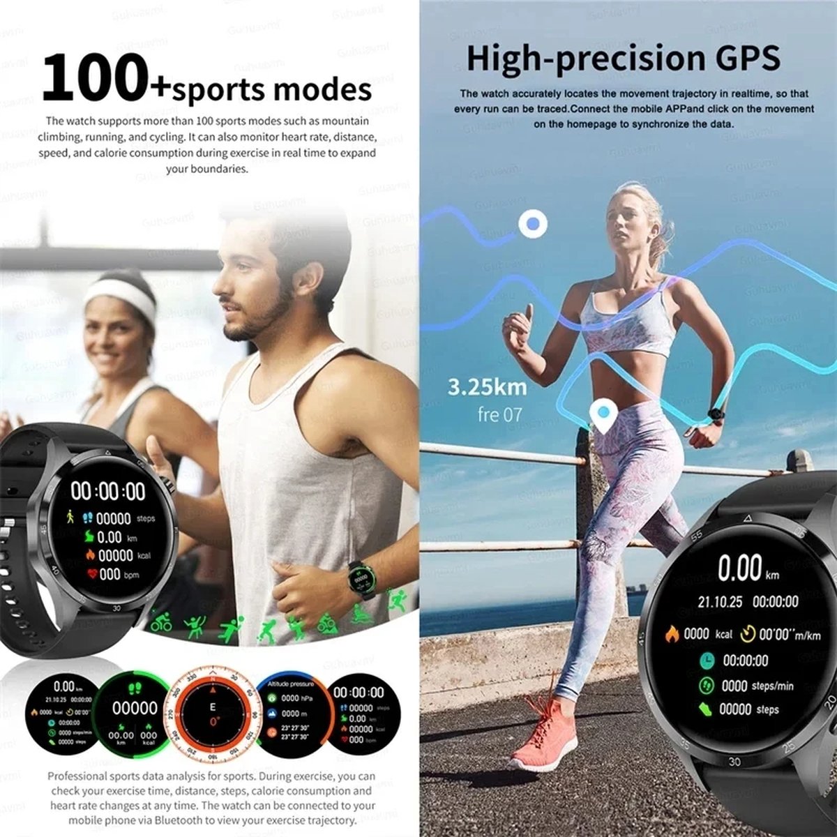 NFC Smartwatch 2024 met GPS en AMOLED scherm