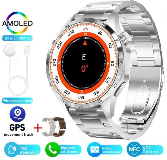 NFC Smartwatch 2024 met GPS en AMOLED scherm