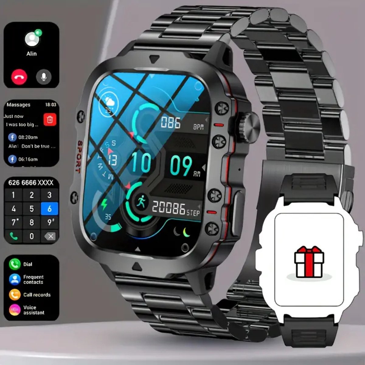 Nivard Smartwatch Zwart Digitaal