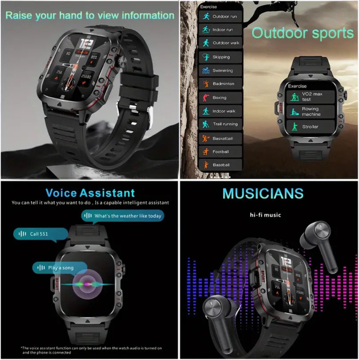 Nivard Smartwatch Zwart Digitaal