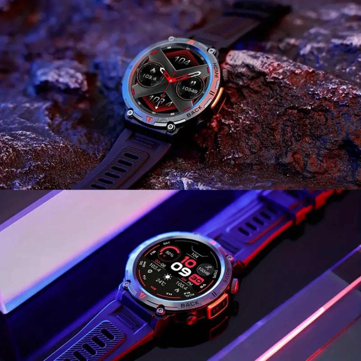 Nivard Smartwatch Zwart met Extra Kunstleren Band