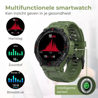 Nuvance Outdoor 45mm Bluetooth Smartwatch Groen