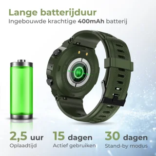 Nuvance Outdoor 45mm Bluetooth Smartwatch Groen