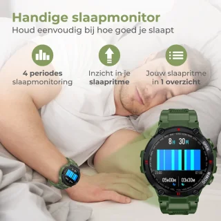 Nuvance Outdoor 45mm Bluetooth Smartwatch Groen