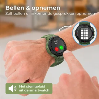 Nuvance Outdoor 45mm Bluetooth Smartwatch Groen