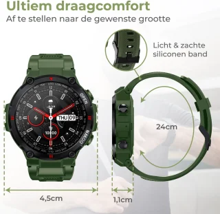 Nuvance Outdoor 45mm Bluetooth Smartwatch Groen