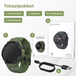 Nuvance Outdoor 45mm Bluetooth Smartwatch Groen