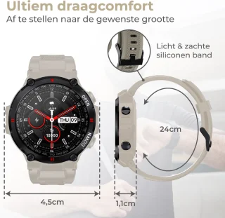 Nuvance Outdoor Smartwatch 45 mm Grijs