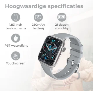 Nuvance Smartwatch 45mm Grijs Bluetooth