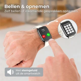 Nuvance Smartwatch Wit Bluetooth IP68 Heren Dames