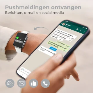 Nuvance Smartwatch Wit Bluetooth IP68 Heren Dames