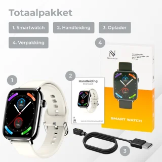 Nuvance Smartwatch Wit Bluetooth IP68 Heren Dames