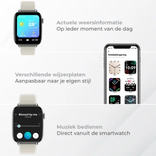 Nuvance Smartwatch Wit Bluetooth IP68 Heren Dames
