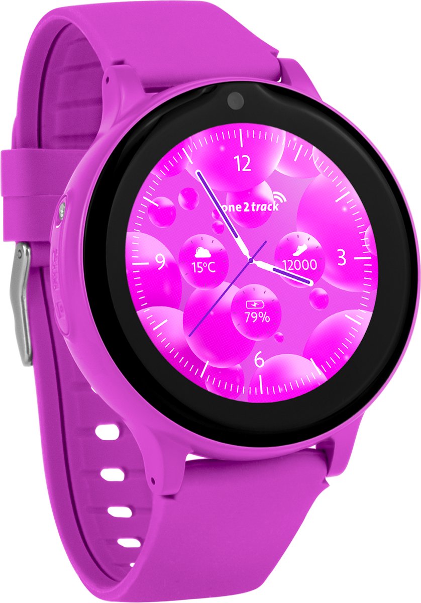 De one2track Connect ONE paars GPS horloge kinderen in één oogopslag