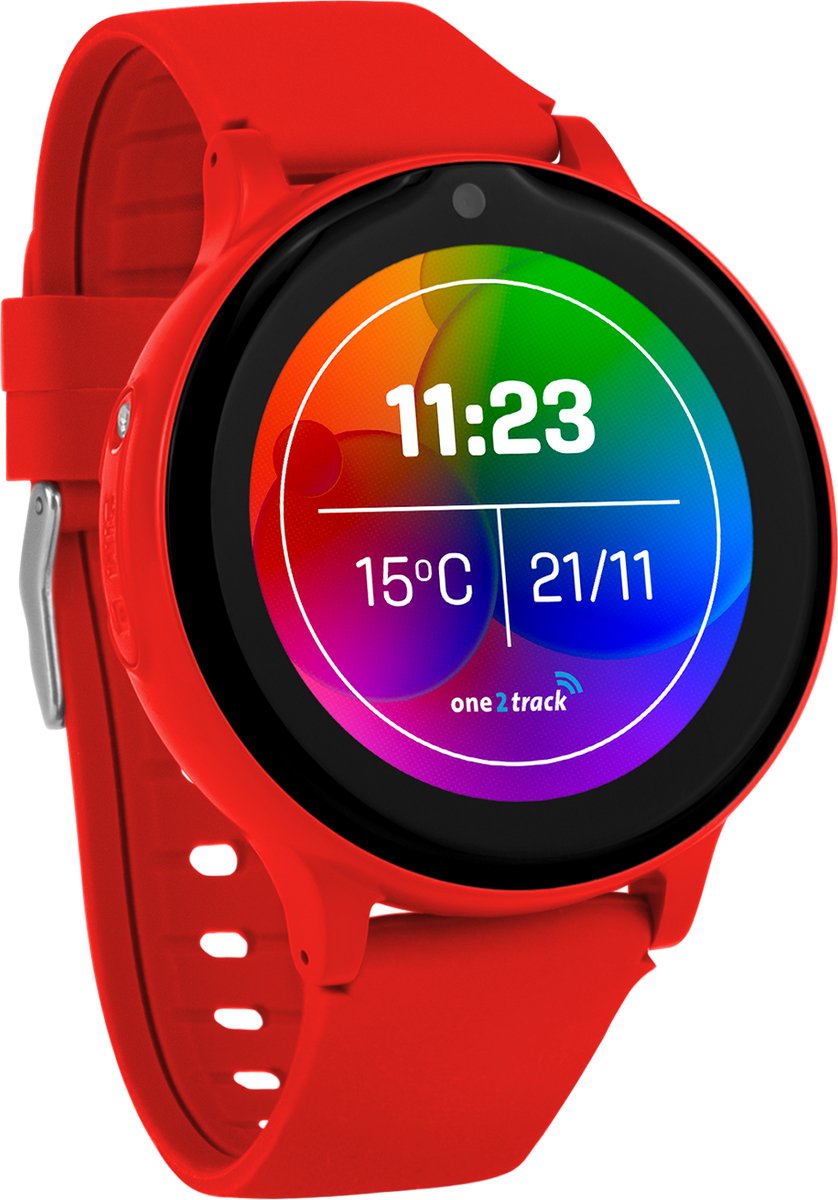 De one2track Connect ONE rood GPS kinderhorloge in één oogopslag