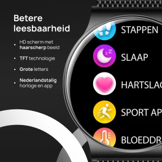 OOQE WATCH CS PRO Smartwatch Zwart voor Heren en Dames