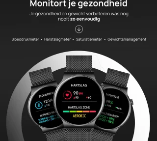 OOQE WATCH CS PRO Smartwatch Zwart voor Heren en Dames