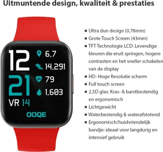 OOQE Watch Pro 6 Smartwatch Rood