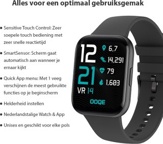 OOQE WATCH PRO 6 Smartwatch Zwart Unisex