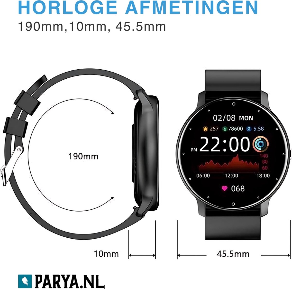 Parya Official Dark Black Smartwatch