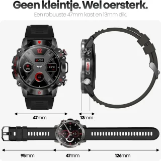 Phreeze Smartwatch Rond Zwart
