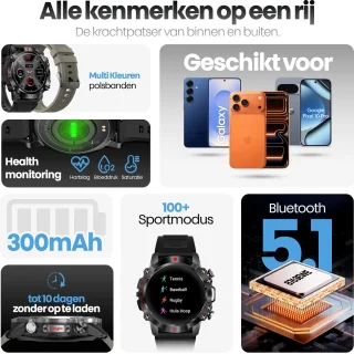 Phreeze Smartwatch Rond Zwart