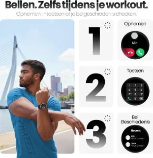 Phreeze Smartwatch Rond Zwart