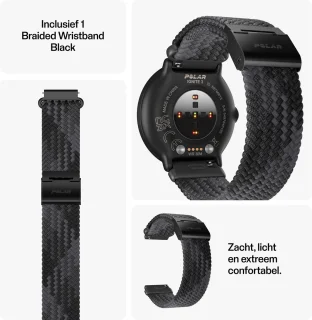 Polar Ignite 3 Fitness Smartwatch Black Braided Yarn S-L