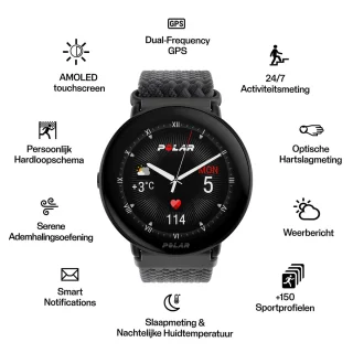 Polar Ignite 3 Fitness Smartwatch Black Braided Yarn S-L