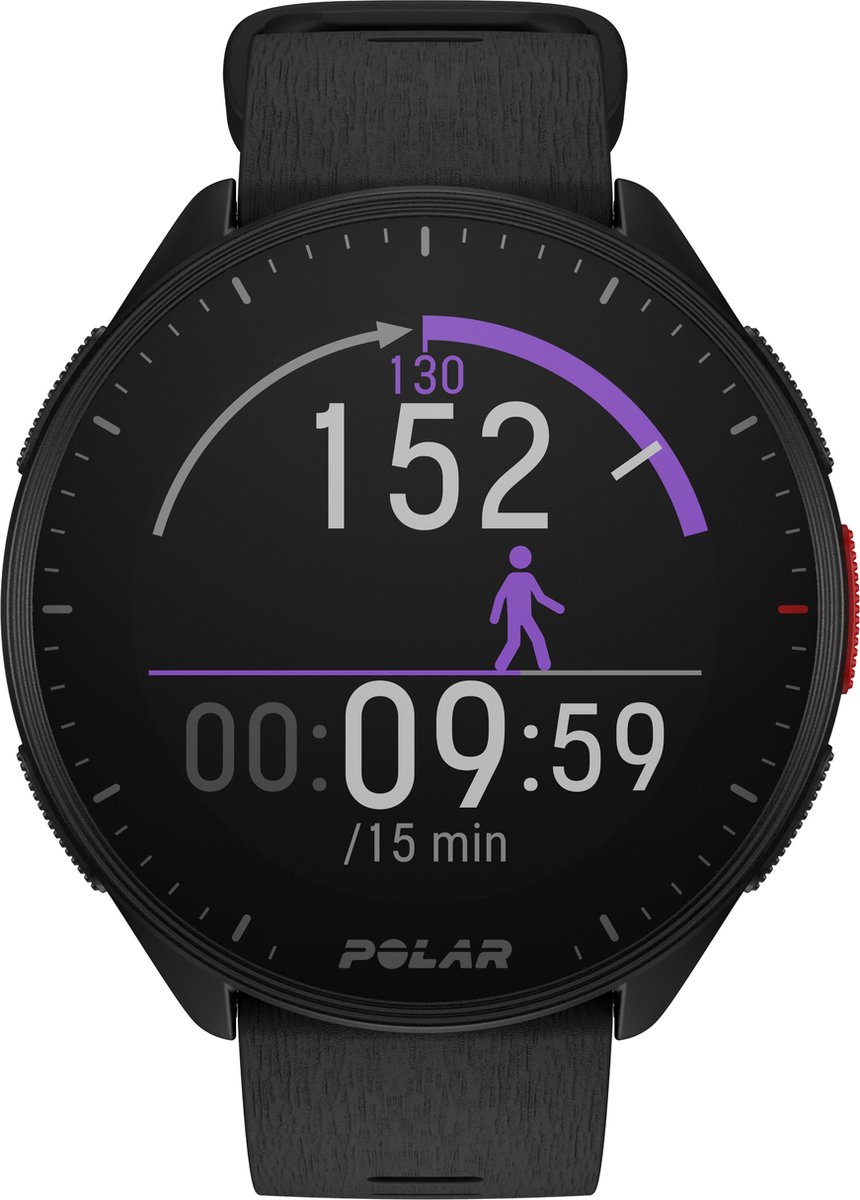 De Polar Pacer GPS Hardloophorloge Night Black S-L in één oogopslag
