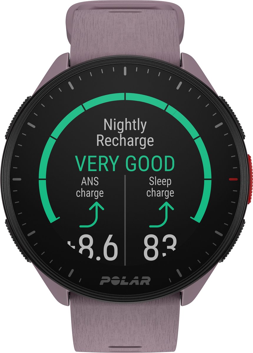 De Polar Pacer GPS Hardloophorloge Purple Dusk S-L in één oogopslag